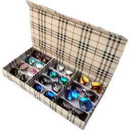 proniks Sunglass eyewear and goggles storage case box tray zipper organizer for Men and Women for 12pcs storage compartment in Multi color (make in india) image 4