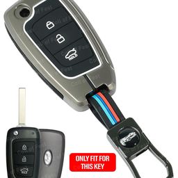 Coll of Fest® Metal Silicon Key Cover Compatible for Hyundai Verna 2024 2023 | i20 N line N6 Car 3 Button Flip Smart Key Metal & Silicon Protection Special Feature Visible in Low-Light Conditions image 2