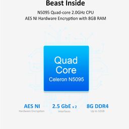 TERRAMASTER T6-423 6Bay NAS Storage - High Performance for SMB with N5095 QuadCore CPU 4GB DDR4 Memory, 2.5GbE Port x 2, Network Storage Server, Diskless image 3