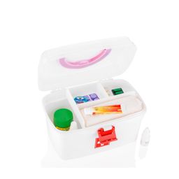 MARKWELL Plastic Rectangular Medicine Box, Medical First Aid Multi-Purpose Utility Storage With Handle (White) image 2