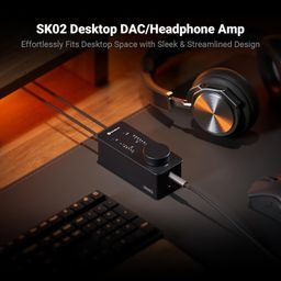 Fosi Audio SK02 DAC Amp Headphone Amplifier Desktop USB C to AUX Digital to Analog Audio Converter Adapter Preamp Optical to 3.5mm 4.4mm Balanced Combo for Home Audio System image 2