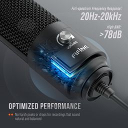 FIFINE K669B Metal USB Unidirectional Microphone Condenser Input Volume Control Knob, Streaming and YouTube Videos (Black) image 2
