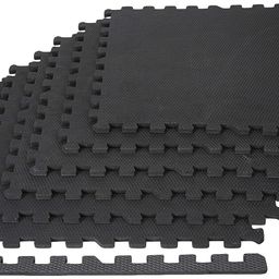 Amazon Brand - Symactive 12mm Kids Interlocking Puzzle Exercise Mat with EVA Foam Interlocking Tiles (Set of 6, Each Tile Size 2 x 2 Ft, 12mm thickness, Black) image 1