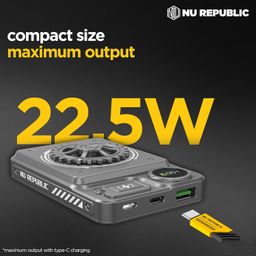 Nu Republic Cybotron Spin 10,000 mAh Wireless Powerbank with Dual Input Lightning & Type-C, 15W Wireless Charging, Overcharge & Overheat Protection (Metallic Grey) image 4