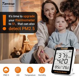 Indoor Air Quality Monitor with Hygrometer, Temtop PM2.5 AQI Meter Indoor Thermometer Temperature and Humidity Monitor with Detachable Bracket, 4 Working Modes (S1 Up) image 2
