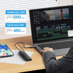 ORICO Aluminum M.2 NVMe SSD Enclosure, Tool-Free 10Gbps USB C Adapter, USB 3.2 M.2 NVMe Reader, External SSD Case Thunderbolt 3 Compatible, Supports 4TB 2230/2242 /2260/2280 PCIe M-Key SSDs-PWM2-BK image 2