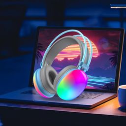 tecore RGB Wireless Bluetooth Headphones V5.3 with RGB Lights, Active Noise Cancelling, and Hi-Fi Sound – Over-Ear Wireless Headphones with Built-in Mic, TF Card Support & USB Charging image 1