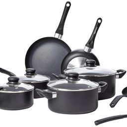 amazon basics Aluminum Non-Stick 15 Piece Cookware Set | 2-Way 3 Layer Non-Stick Coating | PFOA Free | High Temperature Resistant Exterior Coating, Black image 1