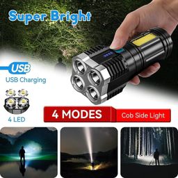 Blase enterprise Led Torch Lights Rechargeable Emergency Torch Light with 4 Modes USB Charge Flashlight - High Power Long Distance Beam Range Torch for Outdoor, Indoor,Hiking,Camping (4 in 1 Light) image 2