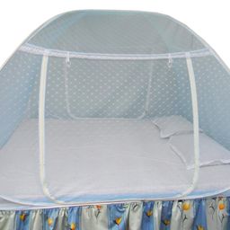 Healthy Sleeping Foldable Pop up Polyester Mosquito Net for Double Bed, Strong & Durable Mosquito Net, King, Queen Size Foldable Machardani (Embroidery Sky Blue) image 4
