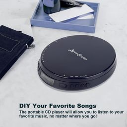 ByronStatics Portable CD Player, Personal Compact Disc Player with Anti-Skip/Anti-Shock, Headphone Jack & LCD Display for Car Use Home Travel, not Rechargeable, Use AA Batteries - Dusk Blue image 4