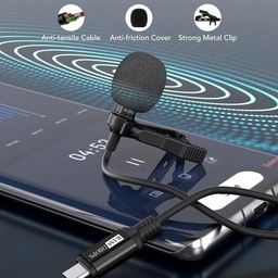 BassDrops Lavalier Collar Mic USB Type C Professional Lapel Clip-on Mic Omni Condenser for Video Recording Noise Reduction Mic for YouTube Vlogging Interview on Android(Windshield Not Included) image 4