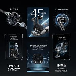 Noise Newly Launched Buds Trooper in-Ear True Wireless Earbuds with 45H of Playtime, Quad Mic with ENC, 13Mm Driver, Ultra Low Latency(Up to 40 Ms), Instacharge(10 Min=150 Min), BT V5.3(Knight Black) image 2