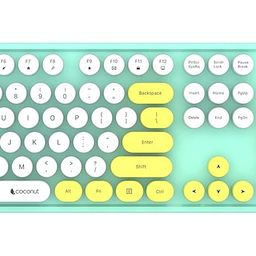 Coconut Vintage Retro Wireless Keyboard & Mouse Combo Set 2.4G Mixed Color with Round 104 Keycaps (Green) image 1
