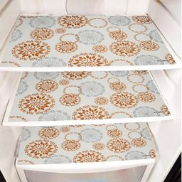 Kuber Industries Reversible Rangoli Print Fridge/Drawer Mats|Water Proof PVC - Polyvinyl Chloride Material|Ranctangular Shape & Non Slip| Size 45 x 30 CM, Pack of 6 (White) image 2