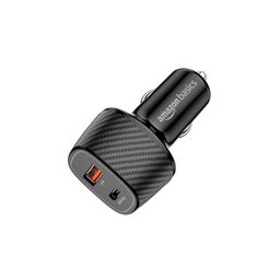 Amazon Basics - Car Charger with Dual Output | Fast Charging | Compatible with All Smartphones, iPad, Tablets, MacBooks | 69W | Black image 1