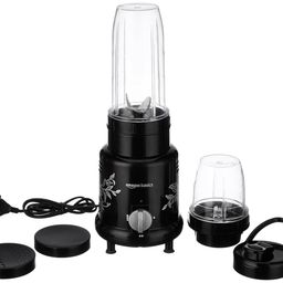 amazon basics 500 Watt Nutri Blender with 3 Speed Settings and 2 Unbreakable Polycarbonate Jars - 600 ml + 300 ml, ISI-Marked, Black image 1