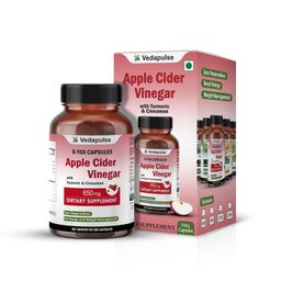 Vedapulse Apple Cider Vinegar with Turmeric & Cinnamon – 90 Vegicaps, No Artificial Additives for Your Daily Health Regimen image 1