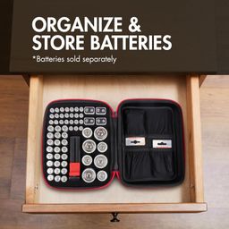 Battery Organizer Storage Case with Battery Tester, Holds 60 Batteries AA AAA C D 9V (Batteries not Included) image 2