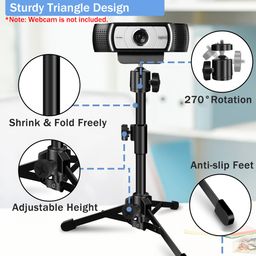 Mictop Desktop Webcam Tripod Stand, Extendable Webcam Camera Stand Mount with Rotation Platform for Logitech Stream Webcam C925e C922x C922 C930e C930 C920 C615 and Other Devices with 1/4" Thread image 4