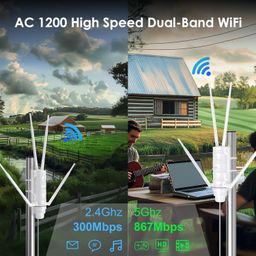 calmora DIMSY AC1200 Outdoor WiFi Extender, WiFi Extender Signal Booster for Home Camping, Long Range Access Point Weatherproof with PoE Powered, Gigabit Port, Supports Router/AP/Repeater Modes image 2