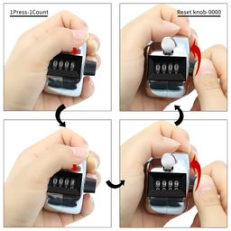 Eliamo Metal Hand Tally Counter 4-Digit Lap Counter Clicker, Manual Mechanical Handheld Pitch Click Counter With Finger Ring For School Golf & Knitting Row Croche, Silver image 5
