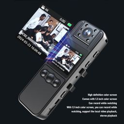 4K Body Camera, Portable Video Camera with 180° Rotatable Lens, 1.3 Inch Color Screen, 120° Wide Angle Small Body Camcorder with OTG Function image 4