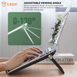 Tukzer Foldable Laptop & Tablet Stand Riser for Laptop/MacBook/Notebook Up to 15.6-Inches, with Multi-Angle Adjustment, Lightweight & Ergonomically Designed (Black) image 3