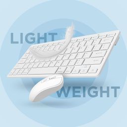 ivoomi Zoox White Wireless Keyboard & Mouse Set, 2.4 ghz/Dual Bluetooth 5.0 and 1600DPI, BIS Approved, Multimedia Keys with Rupees Key, on/Off Switch, Win/Mac/Linux/Android - 1 Year Warranty image 2