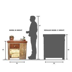 HAUS OF BARS Metal by Speedx- Model M Mini Bar for Home, Matte Gold with Right Side Display Cabinet image 2