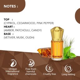 Ajmal DUBAI OUD Attar | Ambery & Woody Fragrance | Unisex Non-Alcoholic | Long Lasting Attar Men & Women - 5 ML image 3