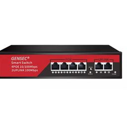 gensec 4 Port PoE Switch with 2 Port Uplink, PoE Switch compatble for Hikvision, CP Plus, Dahua, Uniview IP Cameras NVRs image 1