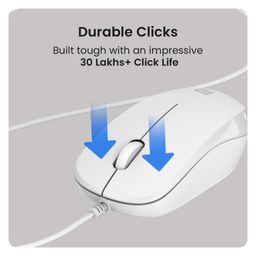 Portronics Toad 102 Wired Mouse with 3 Buttons, Clickable Scroll Wheel, High-Precision 1200 DPI Optical Sensor, 1.5m Long Cable, Ergonomic Ambidextrous Design for PC & Laptop(White) image 3