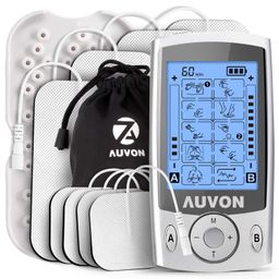 AUVON Dual Channel TENS Unit Muscle Stimulator Machine with 20 Modes, 2" and 2"x4" TENS Unit Electrode Pads image 1