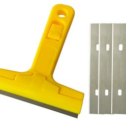 Inditrust Razor Portable Scrapper and 3 Blade with ABS Plastic Handle Tool to Remove Silicone & Paint Stains Floor Tile Grout Remover Mirror Glass Window Cleaning Device Wiper Scraper image 1