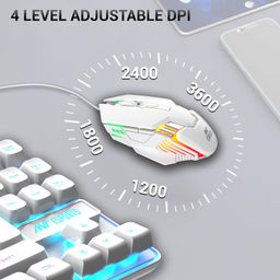 Ant Esports MK710 V2 Membrane TKL Wired Gaming Keyboard Mouse Combo 87 UV Coated Mechanical feel Keys Cool RGB Backlight Keyboard,1200-3600 DPI Aero-Jet RGB Gaming Mouse with Type C Adapter_ Mercury image 2