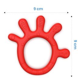 Cherilo Palm Shape Finger Teether for 3 to 12 Months Baby, Teething Toy Pacifier with Chewable, Raised & Textured Surface for Soothing Sore Gums, Easy Grip, BPA Free, Red Colour (Pack of 1) image 3