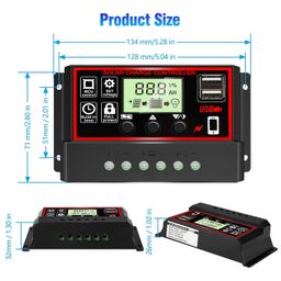 [Upgraded] Skypearll Solar Charge Controller 30A, 12V/24V Intelligent Battery Regulator for Lead Acid & Lithium Battery with LCD Display with 3A USB Port (30 AMPERE – Black) image 3