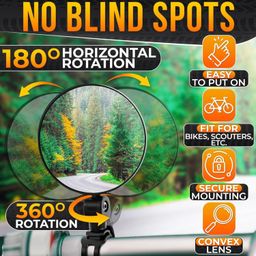 comfortfriends Cycle Rearview Mirror, Essential Cycle Mirror for Safe Riding and Enhanced Visibility Bicycle Rear View Mirrors with Protective Film Adjustable 360° Handlebar Convex Mirror (2 Pieces) image 4