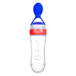 Mee Mee Squeezy Silicone Spoon Food Feeder for Babies of 6 to12 Months with in-Built Stand | BPA Free Material with Food Grade Silicone Tip (Red) image 1