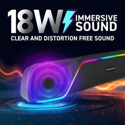 E GATE C207 |18Watt Bluetooth Soundbar, 52mm Driver, 2.0 Channel, Ambient RGB Light, Upto 18 Hrs* Backup from 2000 mAH Battery, Hands Free Call, TWS, AUX, USB, mSD, FM, BT 5.4v - eGate Sound bar image 2