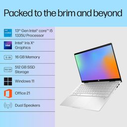 HP Pavilion x360, 13th Gen Intel Core i5-1335U,16GB DDR4, 512GB SSD, (Win11,Office 21, Silver,1.51kg), Touchscreen, 14-inch(35.6cm), FHD Laptop, Iris Xe, FPR, 5MP Camera, Backlit KB, Pen, ek1074TU image 2