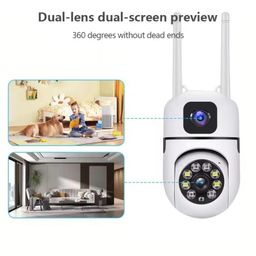 CAMLEIGH w/Color Night Vision | Human Detection | Motion Detection | 360° View | Two Way Talk Mini Dual Lens/Screen 2 in1 PTZ+Bullet 5+5MP Full HD 1920 Resolution WiFi Wireless Indoor Camera image 3