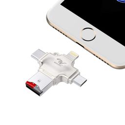 Wayona 4 in 1 OTG Card Reader Four Ports : Lightning Type C Micro USB USB Card Reader - Like Iflash, Idisk for iPhone, Ipad, Micro USB, SDHC Lightning Flash Drive (NO Memory, Silver) image 3