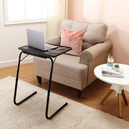 Amazon Basics Height Adjustable Laptop Table | Adjustable Table Angle | Alloy Steel | Foldable | Black | 75 cm - H, 52.5 cm - L, 40 cm - W image 1