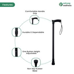 Sahyog Wellness Height Adjustable Walking Stick for Elderly & Physically Challenged (Black) image 2