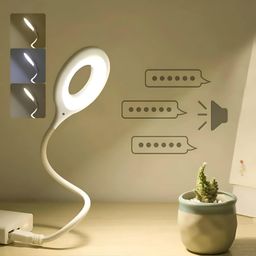 QZEMEL USB LED Table Lamp – Flexible Gooseneck Desk Light with 3 Color Modes & Dimmable Brightness | Plug & Play Study Light for Reading, Office, Bedroom – Voice Control, Eye-Caring image 1
