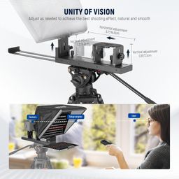 NEEWER Basics X16B Aluminum Alloy Liftable Teleprompter 16" for iPad Tablet Phone DSLR Camera, No Assembly, Remote & App Control, Compatible with iOS Android, Pro for Online Teaching Live Streaming image 4