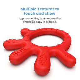 Cherilo Palm Shape Finger Teether for 3 to 12 Months Baby, Teething Toy Pacifier with Chewable, Raised & Textured Surface for Soothing Sore Gums, Easy Grip, BPA Free, Red Colour (Pack of 1) image 2