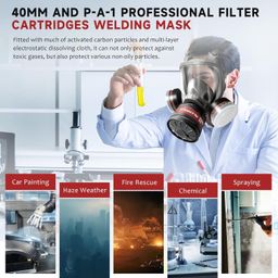 Serplex® Gas Masks with 10 Replacement Activated Carbon Filter Sheets, Gas Mask for Men, Reusable Full Face Respirator Mask Reusable Respirator Mask for Painting, Woodworking, Construction, Spraying image 4